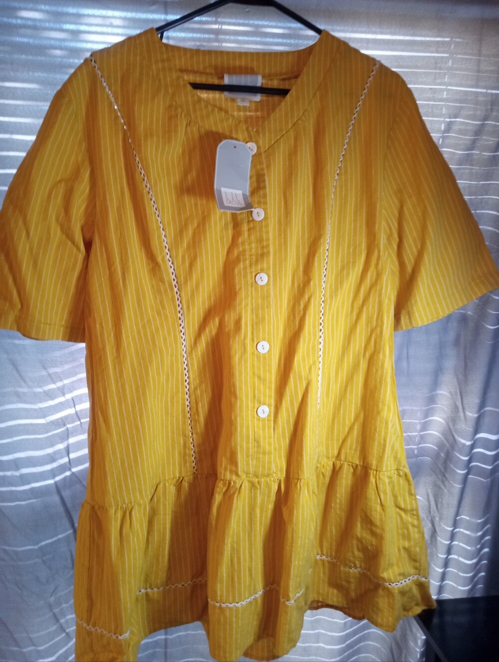 Lil Cactus Brand NewYellow Pinstripe Button  Short Dress
